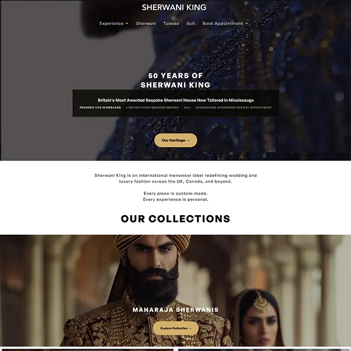 Sherwani King website by Kashif Ali